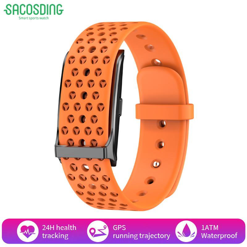 SACOSDING Smartwatch Herren Gesundheits-Fitness-Tracker Bildschirmlose Smart-Armbanduhr Tragbar Mehrere Sportmodi 1 ATM Wasserdicht Smartwatch orange