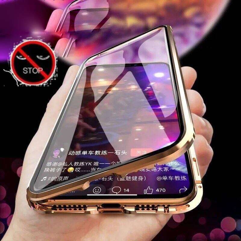 360° Magnetische Anti-Spionage-Hülle für Xiaomi 15T 15 13 Pro mit Hartglas-Kameraobjektivschutzabdeckung Handy-Bumper Xiaomi 15T gold