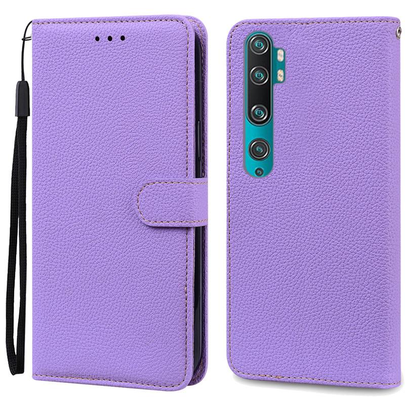 Mi Note 10 Hülle für Xiaomi Mi Note 10 Hülle Leder Brieftasche Flip Case für Xiaomi Mi Note 10 Pro Cover Fundas CC9 Pro Handyhüllen for Mi Note 10 licht lila