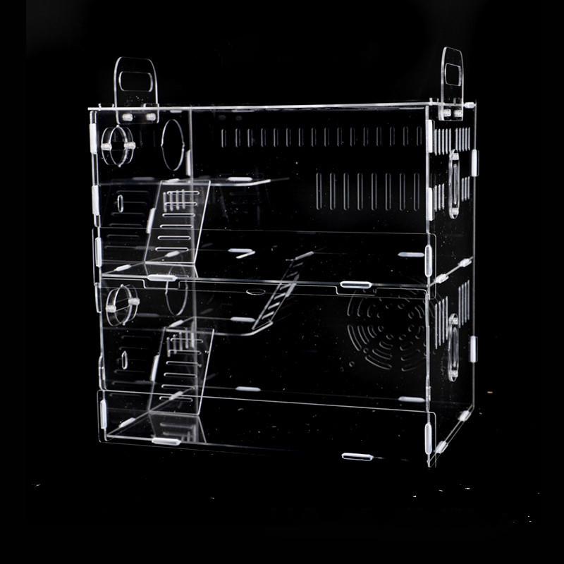 Acryl-Hamsterkäfig, doppellagig, atmungsaktiv, transparent, Hamsterhaus für Meerschweinchen, Sugar Glider