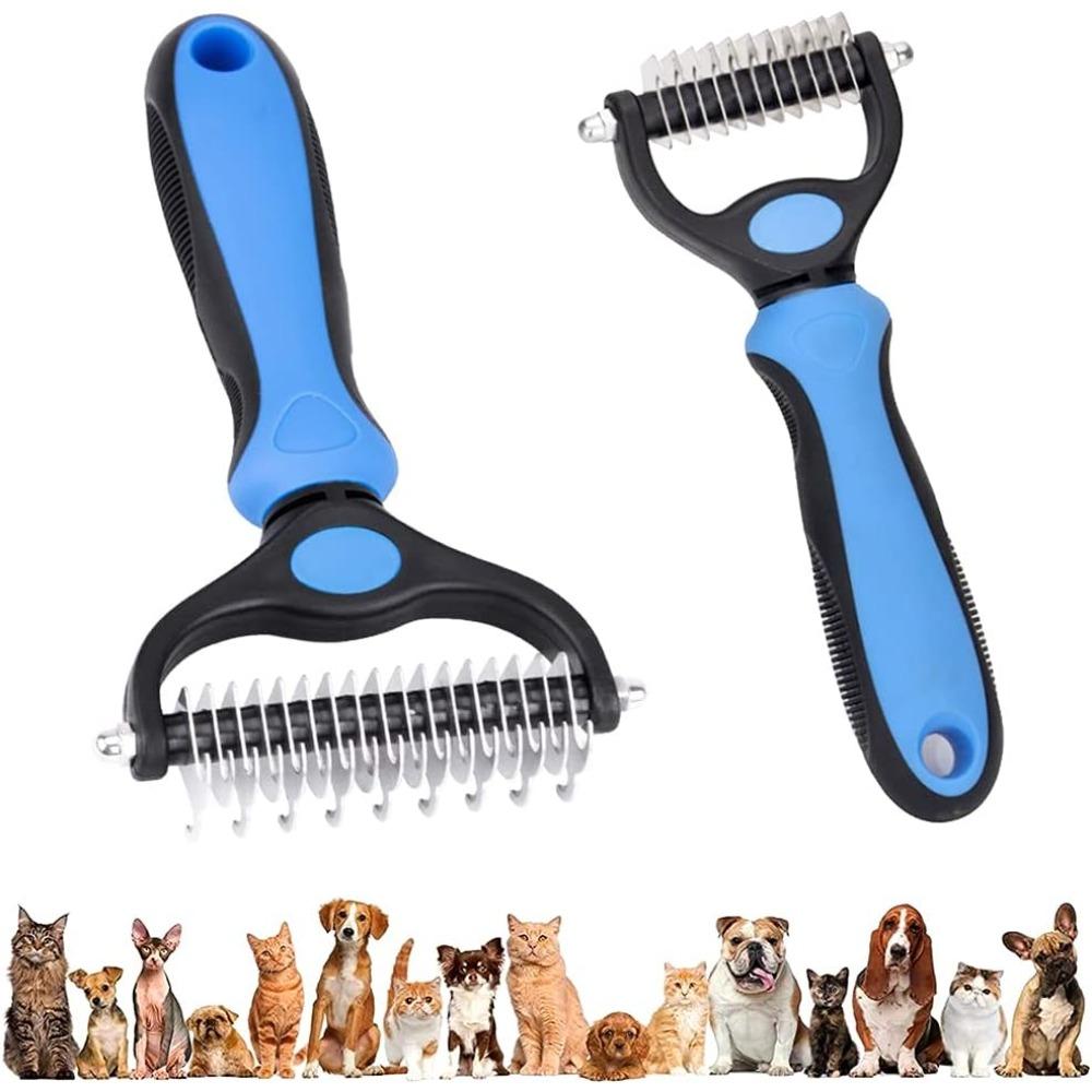 Hundebürste mit losen Knoten, 2 Stück Hunde- und Katzen-Haustierpflegeartikel, Kamm mit Knotenentferner, Haare auf beiden Seiten zur Entfernung abgestorbener Haare