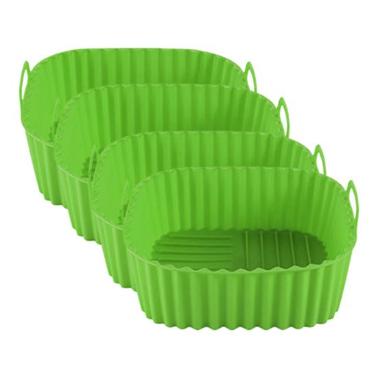 Silikon-Luftfritteusenkorb-Tablett, wiederverwendbare Silikoneinlagen für die Luftfritteuse, BPA-frei 17cm 4pcs grün