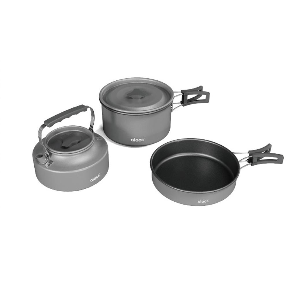 Outdoor Camping Kochgeschirr Set Camping Topf Pfanne und Wasserkocher für Outdoor Backpacking Wandern set 1