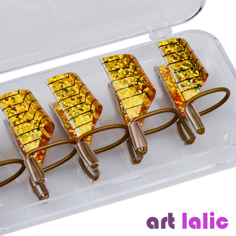 5 Teile/satz Nail art Wiederverwendbare Nagel Formen für UV Gel Maniküre Nagel Tipps Verlängerung Guide Werkzeuge gold