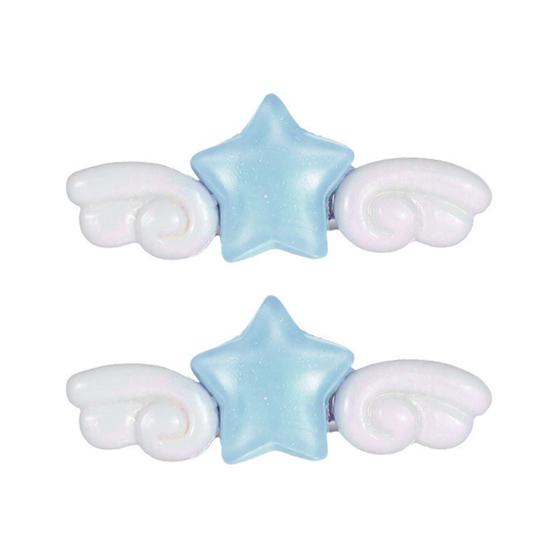 2 Stück Mädchen Haarspangen Funkelndes Eis Glitzer Design Sterne Engelsflügel Dekoration Dekorative Pony Haarspangen Haar Accessoires blau