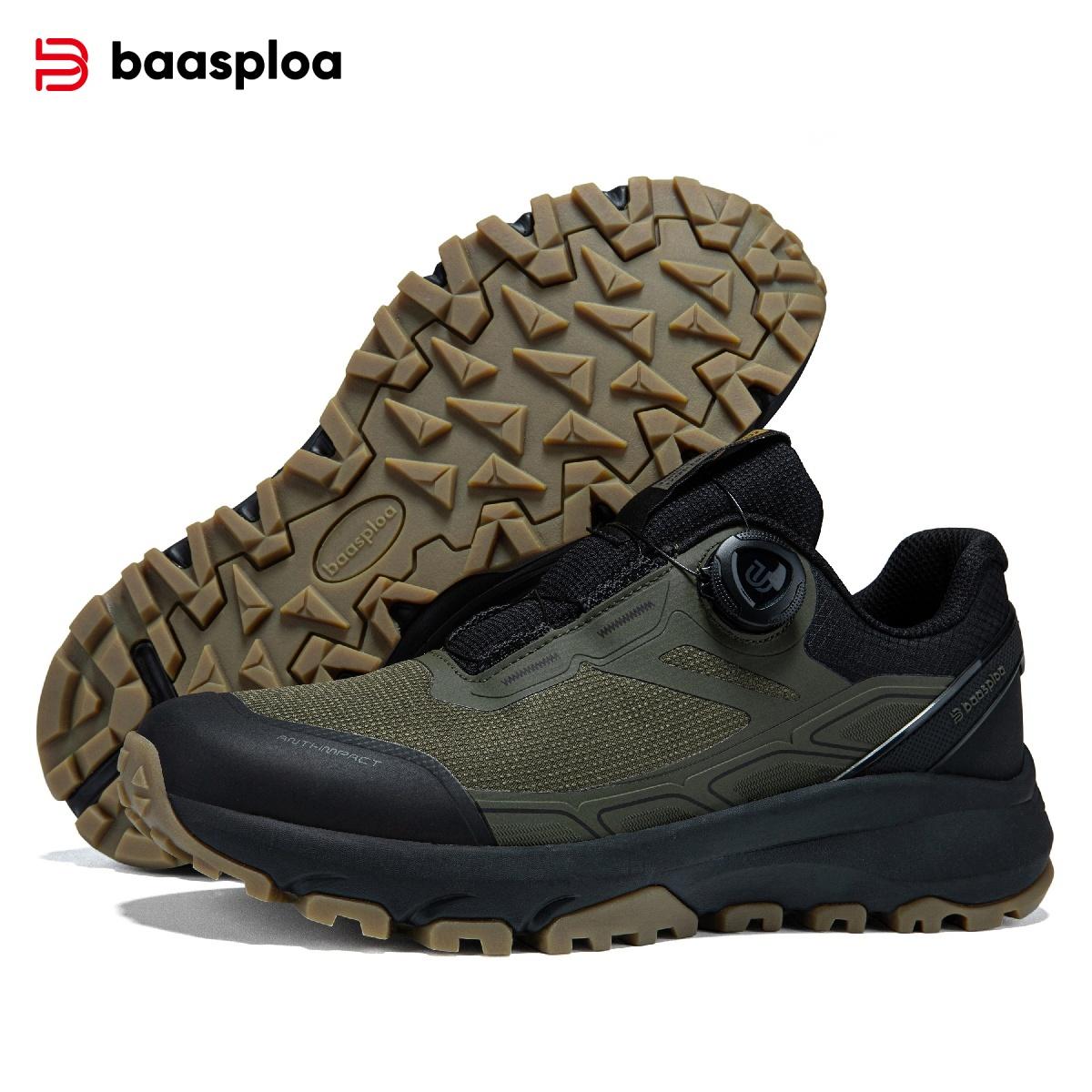Baasploa Herren Outdoor Wanderschuhe Wanderschuhe Herren Drehschnalle Leichtgewicht Rutschfest Herren Outdoor Marke Herrenschuhe Winter Upgrade Verdickt 42 armee grüne