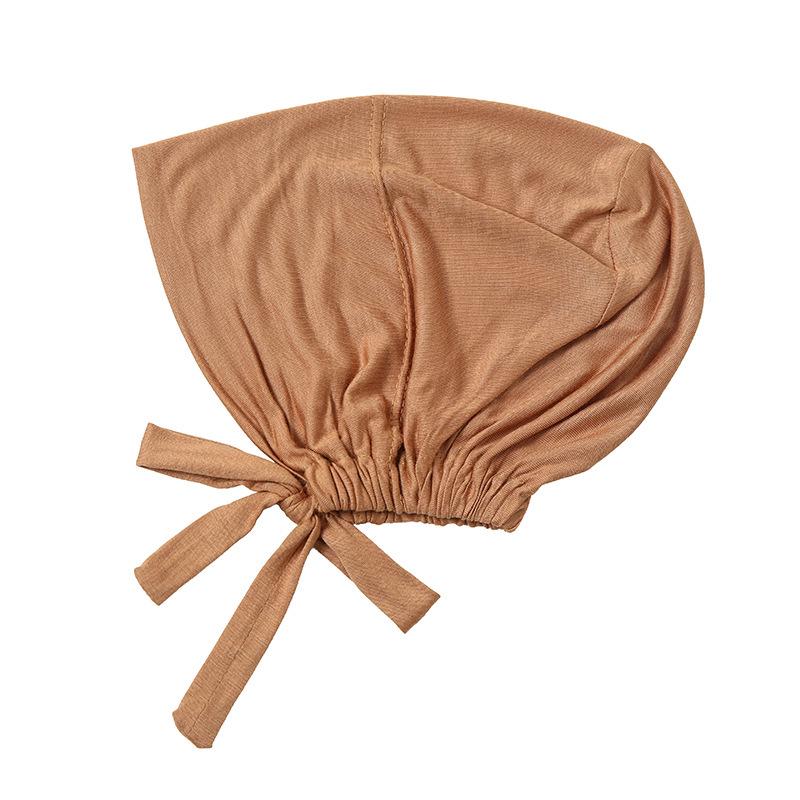 Modalisierte Baumwolle Mercerisiert Elastischer Kordelzug Basecap Einfarbig Damen Hijab kamelfarben