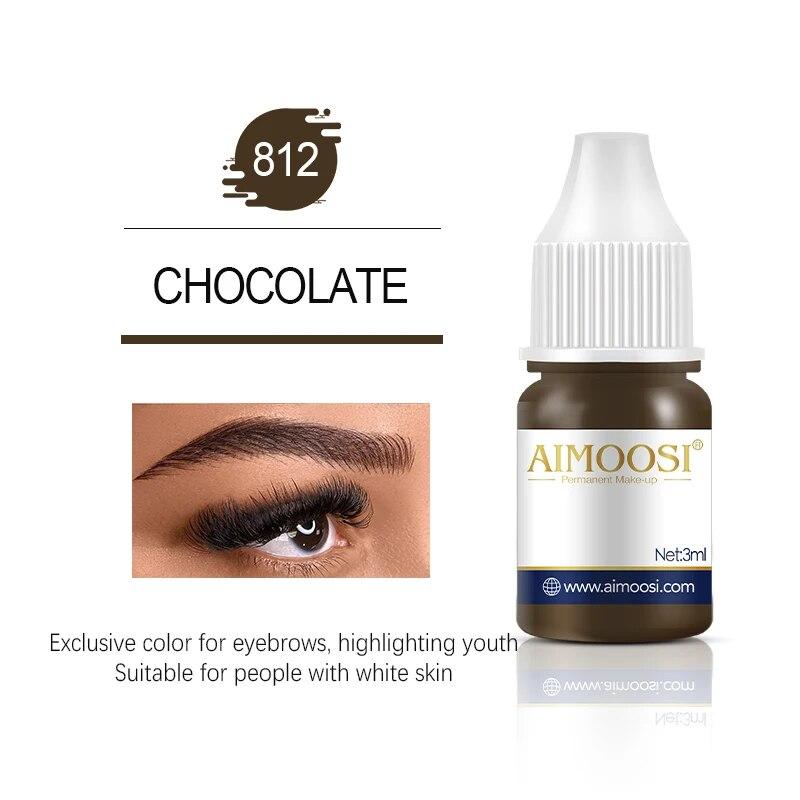 Tattoo-Tinte Nano-Pigment Milchfarben für semipermanentes Make-up-Set, Tönung, Augenbrauen, Eyeliner, Lippen, Schönheit, 3 ml Microblading-Pigmente 812 Chocolate Brown