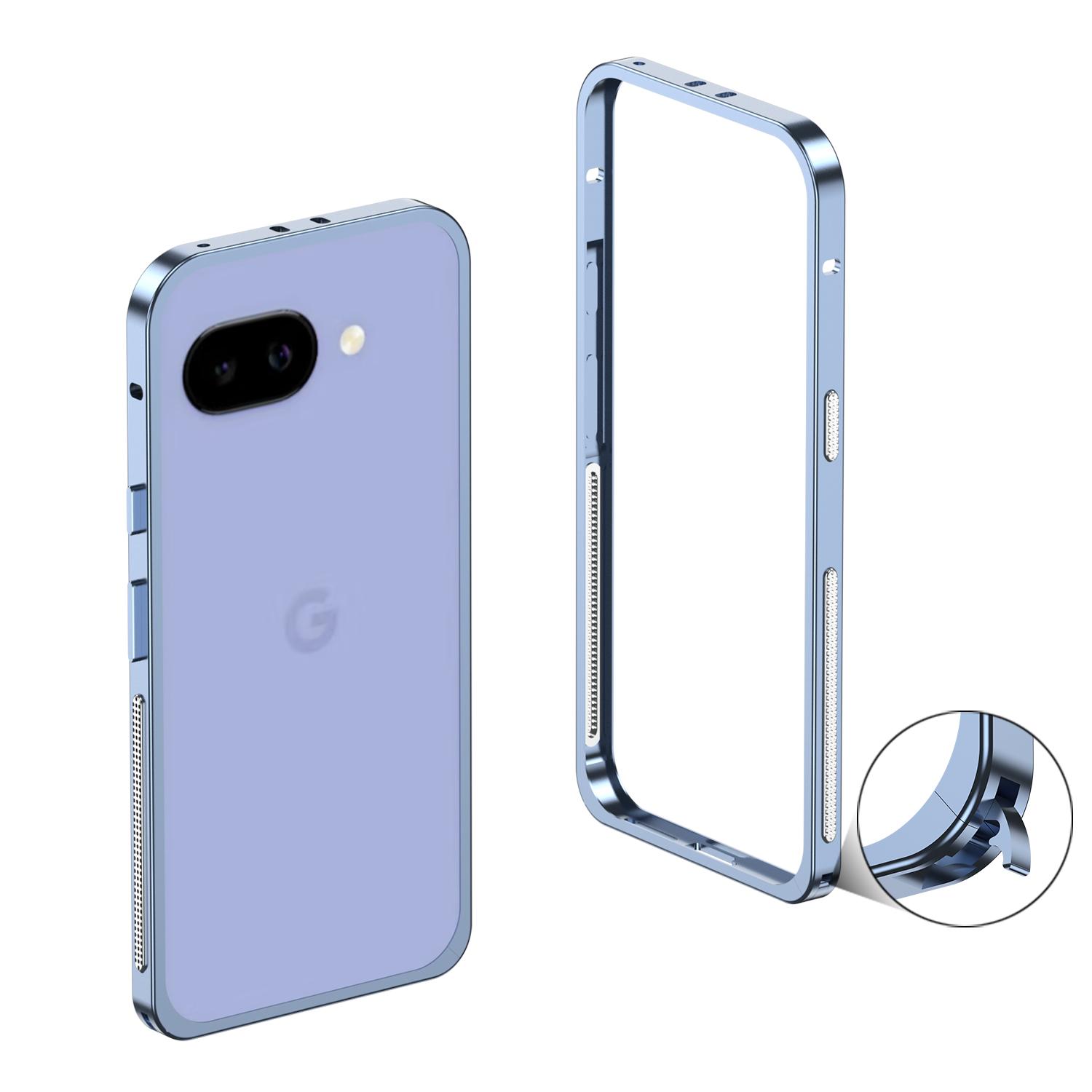 Hülle Für Google Pixel 10A Abnehmbare Metall Schutz Ultra-Dünne Hülle Für Google Pixel 10 A Metallrahmen Stoßfeste Hülle Bumper For Google Pixel 10A blau