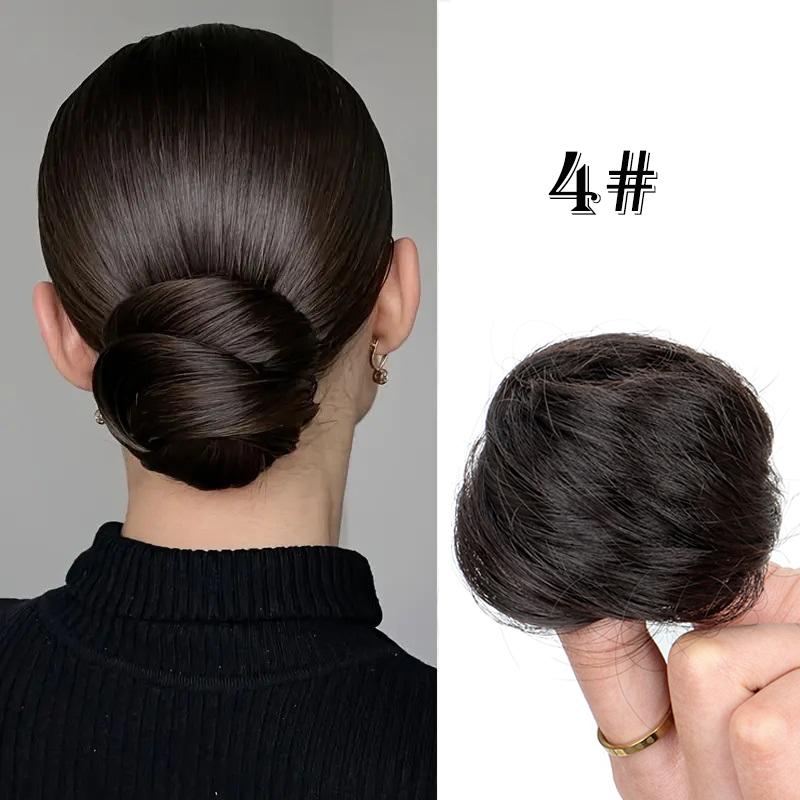 Synthetischer Messy Dount Haarknoten Hochsteckfrisur Chignon mit elastischem Haarverlängerung für Frauen tägliche faule Haarschmuck gray