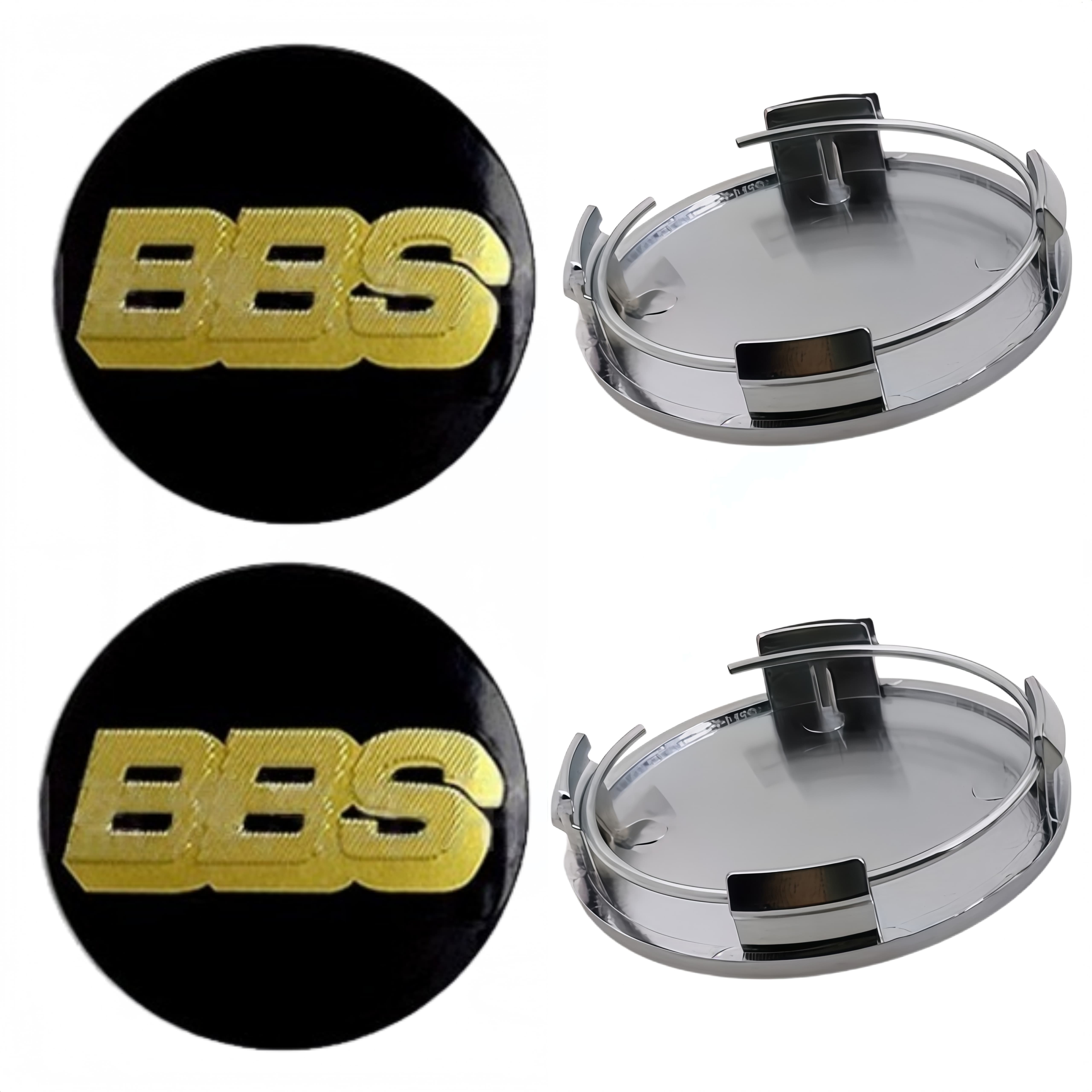 4 Stück 65mm BBS Logo Emblem Plakette Auto Radnabendeckel Räder Radkappen Auto Nabenfelgenabdeckung Ersatz Auto Zubehör Black Gold silber