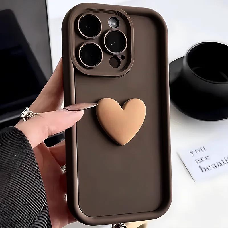 Niedliche Liebesherz Handyhüllen für iPhone 15 11 14 13 12 Pro Max Plus Silikon Stoßfest Kawaii Mädchen Rückseite Handyzubehör For iPhone 14 Pro gray