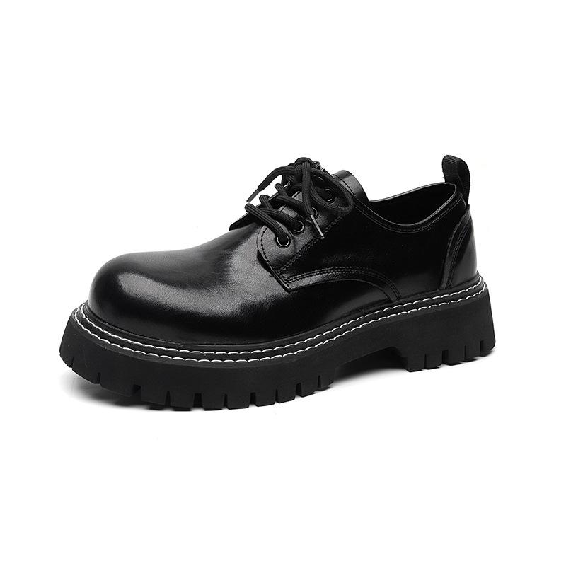 Sommer Plateau Lederschuhe Herren Britischer Stil Big Head Schuhe Low-Top Martin Schuhe Mode Persönlichkeit Derby Schuhe 3010-R 39 schwarz