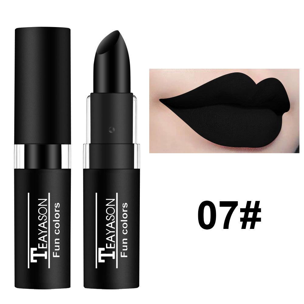 Dunkler Lippenstift, Matter Lippenstift, Halloween Lippenstift, Gothic Lippenstift, Schwarz, Lila, Grün, Weiß, Nude 7 warme schwarz