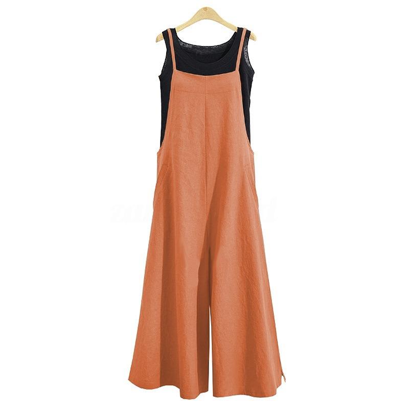Damenmode Casual Sommer Frühling Einfarbig Druck Ärmellose Hosen Overalls & Strampler S orange