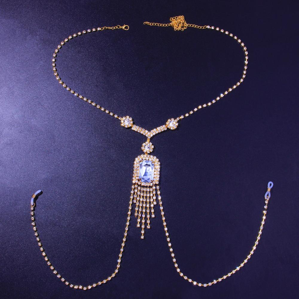 Elegante StoneFans Kristall Mode Nicht Pierce Nippel Kette für Frauen Sexy Große Strass Quaste Körper Schmuck Kette Halskette Party Geschenke Gold Nipple Chain