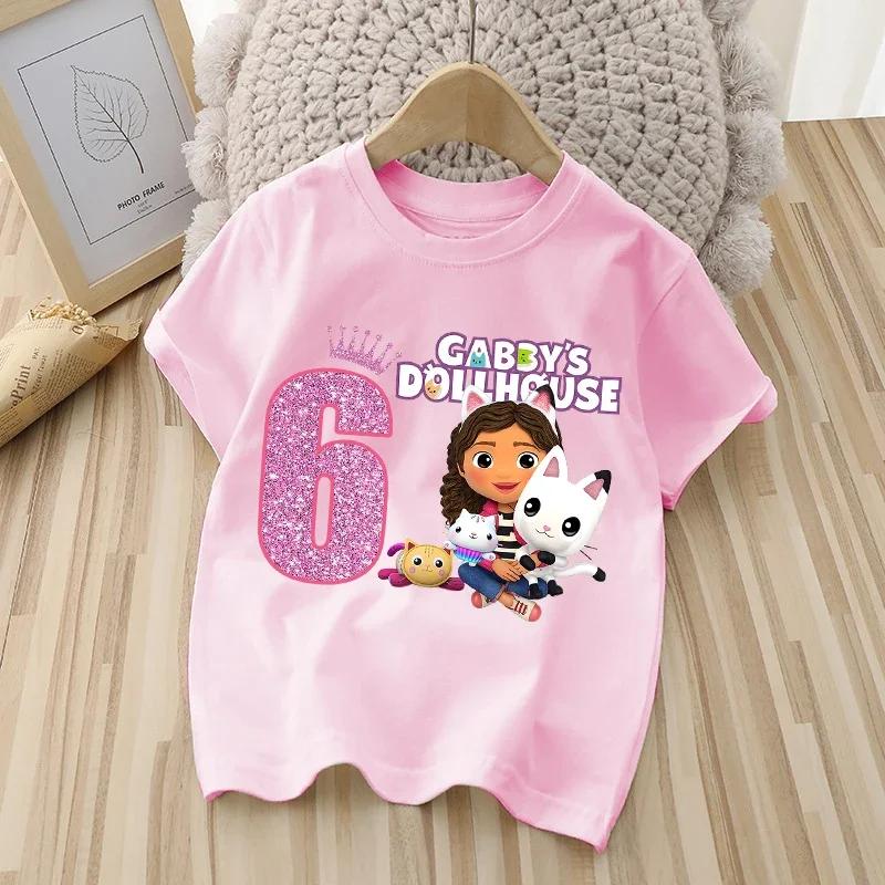 Gabby Girl Cartoon Puppenhaus T-Shirt 2025 Sommer Kinder Freizeit T-Shirt Kindermode Bedruckte Kleidung Anime Niedliches Oberteil 120