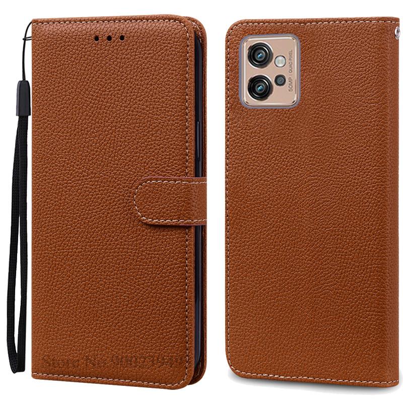 Ledertasche für Motorola Moto G32 Hülle Magnetische Flip-Wallet-Hülle Abdeckung für Moto G32 MotoG32 G 32 Kartenfach Handyhüllen Fundas for Moto G32 braun