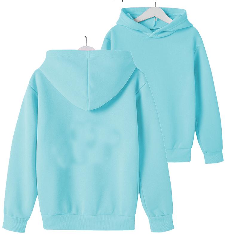 Mode kinder jungen Hoodies 2021 Frühling Herbst Mädchen Beiläufige Hoodies Sweatshirts kinder Einfarbig Hoodies Sweatshirt Tops Neue 160 hellblaue