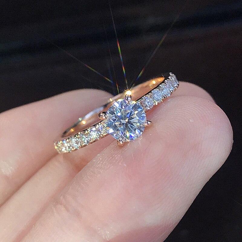 Trendy Claws Design Kristall Zirkon Verlobungsringe Für Frauen Weibliche Hochzeit Schmuck Zubehör Geschenk Mode Frauen Ringe 8 rose gold