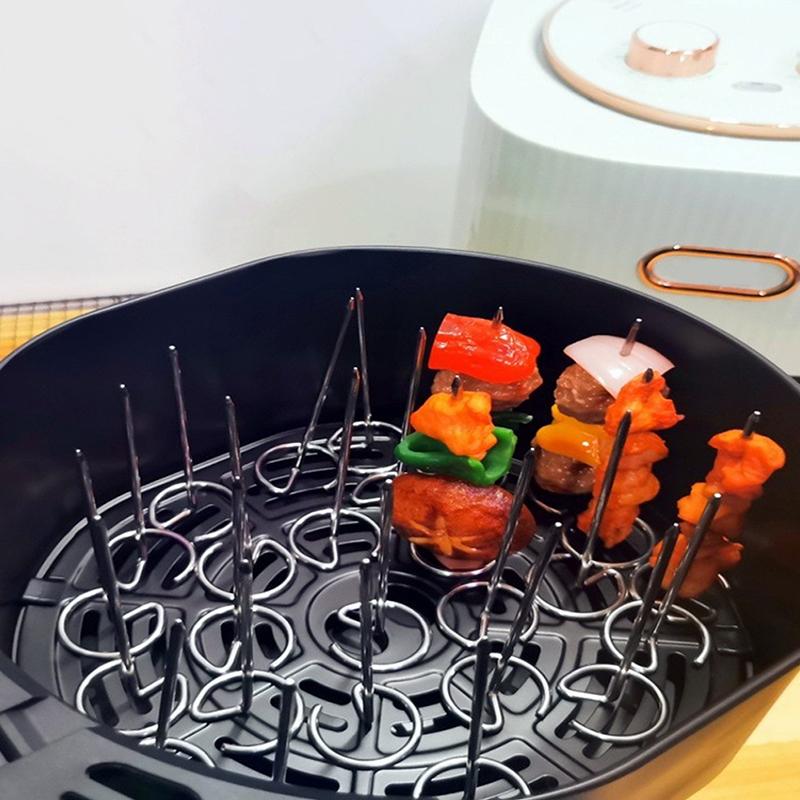 10 Stück Air Fryer Ofen Vertikalgrill Spießgrill Universalzubehör Lebensmittelqualität 304 Edelstahl Spezialbacknadel silber
