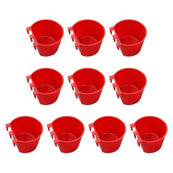 10 Pcs Huhn Käfig Tassen Hängen Fütterung Tassen Vogel Lebensmittel Schalen Bunny S rot