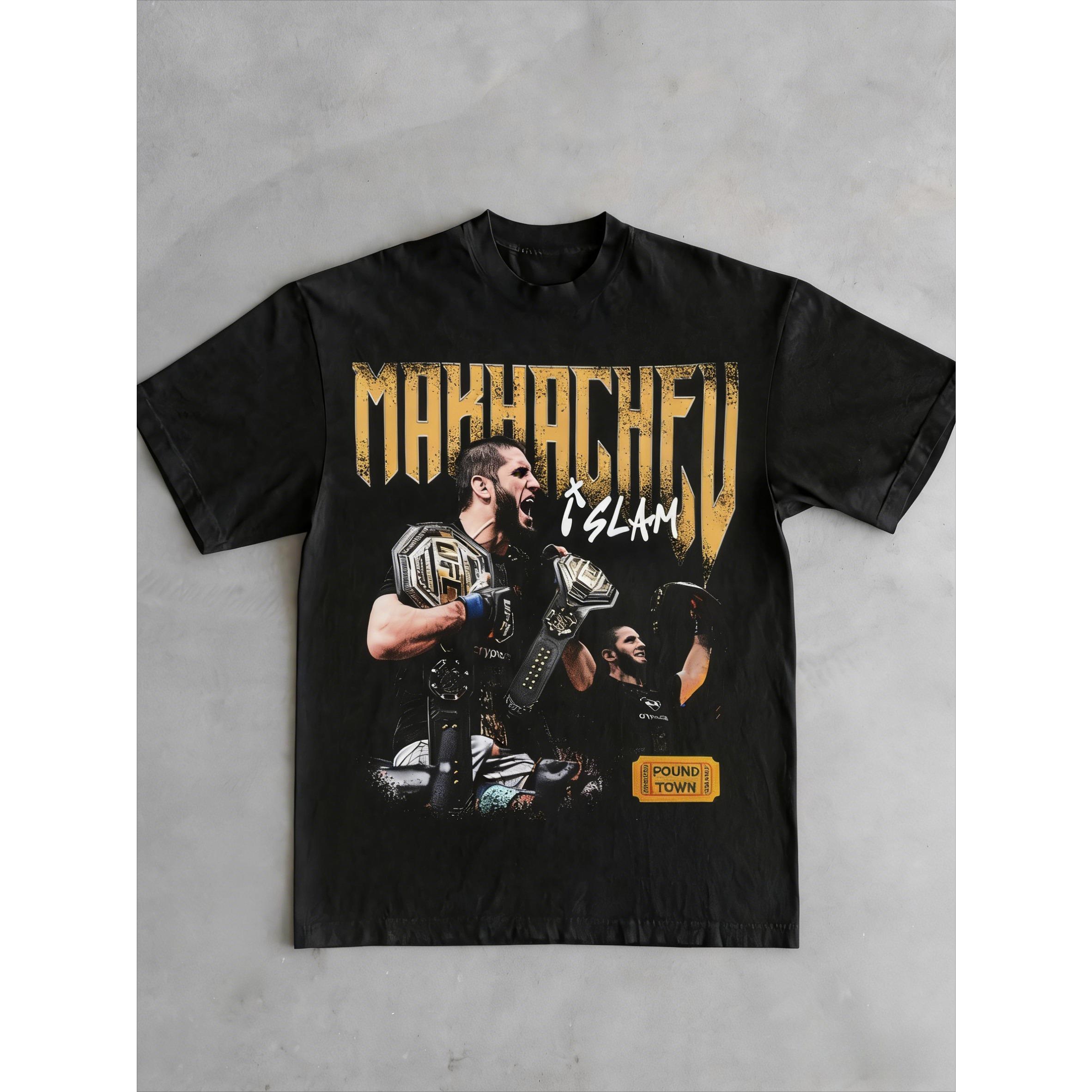 2026 Sommer UFC Islam Makhachev Kampf Grafik T-Shirt Damen Sport Baumwolle Kurzarm Locker Freizeit Fitness Shirt Unisex L