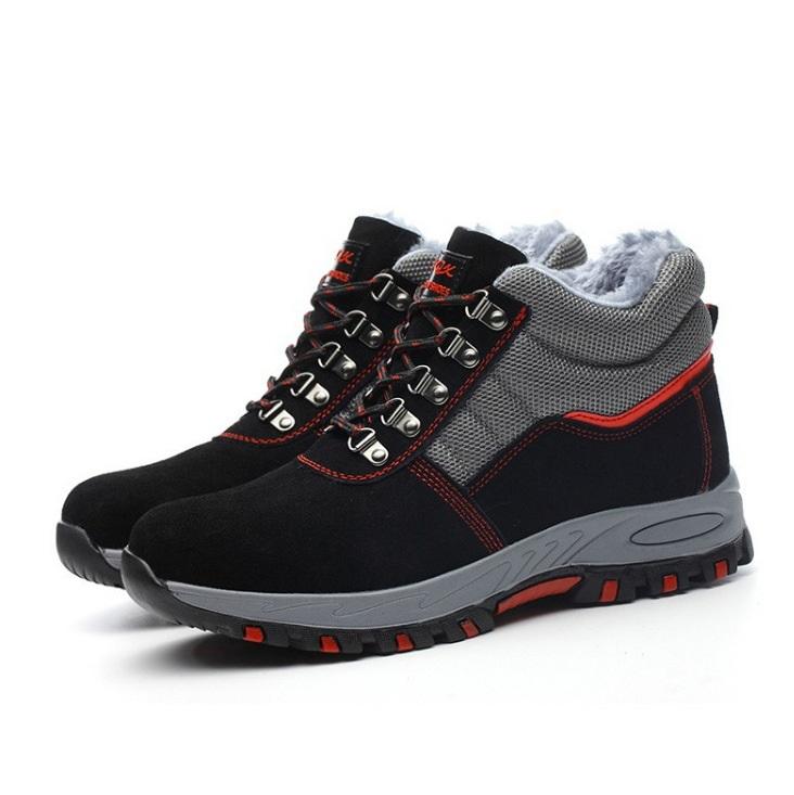 Winterstiefel Herren Sicherheitsstiefel mit Stahlkappe Arbeitsschuhe Herren Pannensichere Arbeitsstiefel Plüsch Warme Sicherheitsschuhe Stiefel 48 schwarz