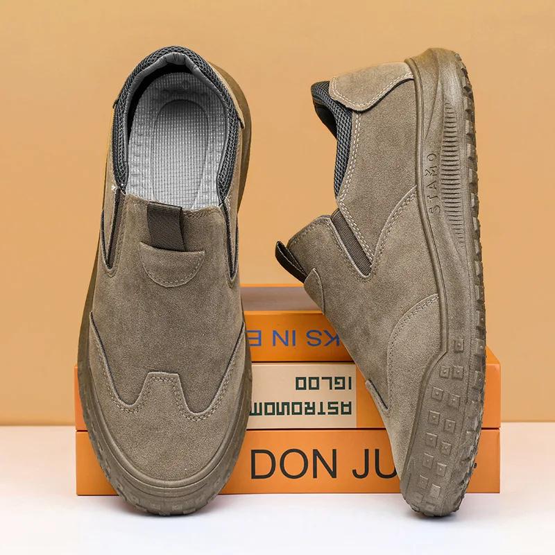 Atmungsaktive Herren Arbeitsschuhe Sicherheitsschuhe Leichte Schutz-Sneaker Sicherheitsschuhe mit Stahlkappe Herren Durchstichfeste Stiefel Sommer 42 khaki