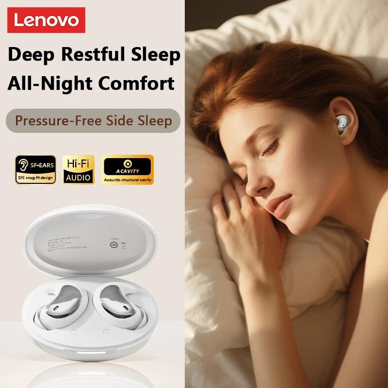 Lenovo LE203 Schlaf Unsichtbare Ohrhörer Kabellos Bluetooth 6.0 In-Ear Kopfhörer Stereo Sound Klein Leicht Bequem Geräuschunterdrückende Kopfhörer weiß