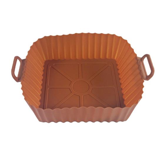 Air Fryer Einlagen Silikon Backen Air-fryer Korb Tablett Wiederverwendbares Air Fryer Kochen braun