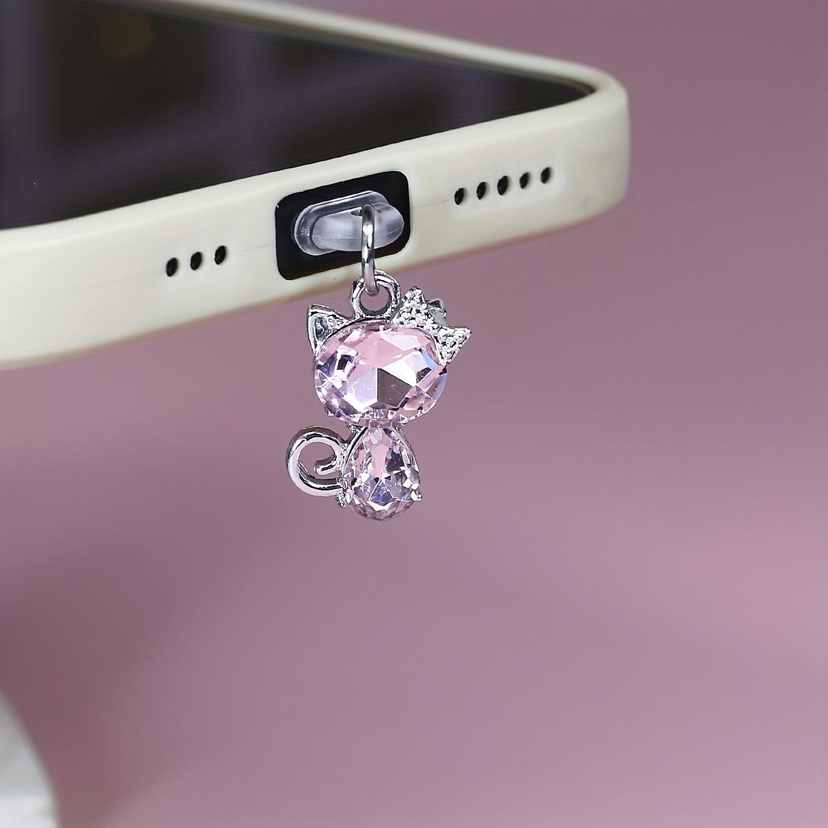 1 Stück Funkelnder Zirkonia Kristall Katze Handy Staubschutzstecker - Robuste Silikon Staubabdeckung, Stilvolles Geschenkzubehör For Typec