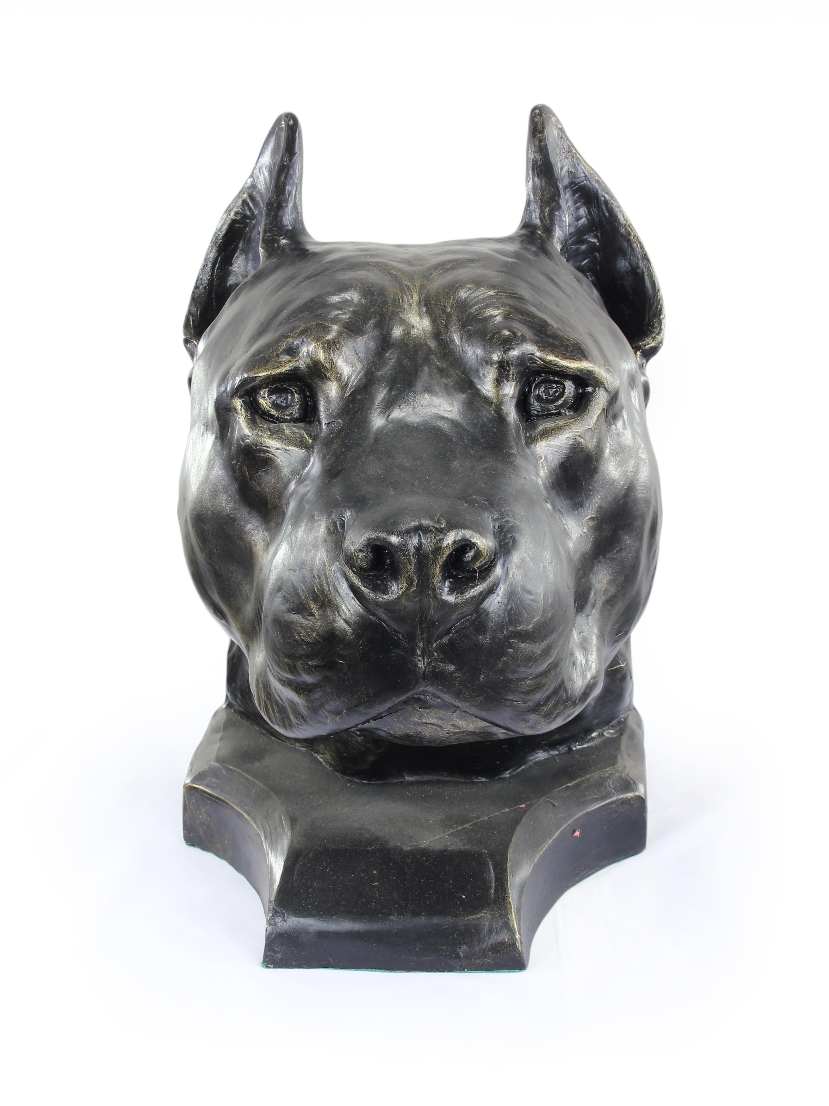 American Staffordshire Terrier, Amstaff - Hundebüste, großer Hundekopf für den Garten, einzigartige Wohnzimmerdekoration der Marke Art-Dog braun