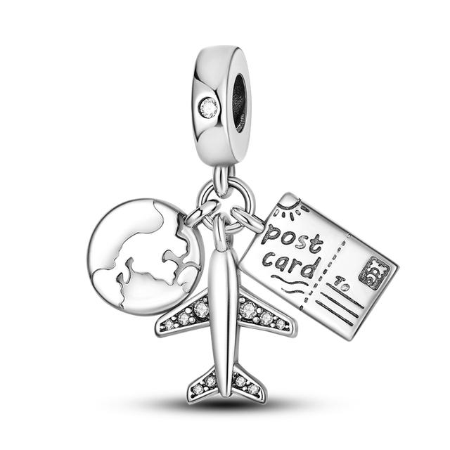 925 Silber Charms Schuhe Haustier Katze Hund Flugzeug Baumeln Charm Fit Original Armband Herstellung Modeschmuck hellbraun