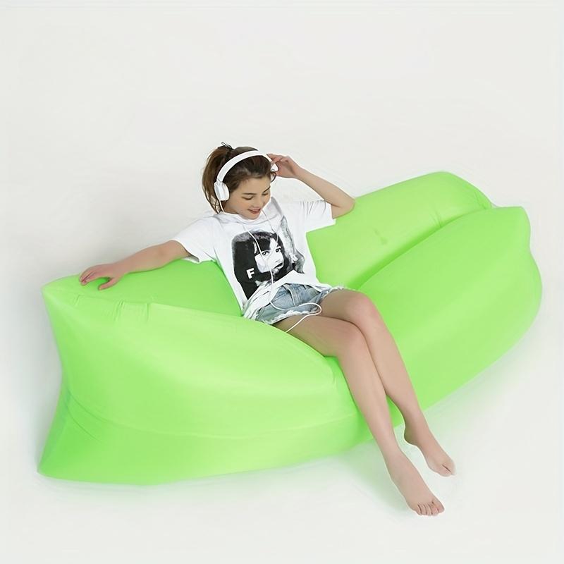 Tragbares aufblasbares Campingsofa - Selbstaufblasende Luftmatratze mit Aufbewahrungstasche, Leichte rechteckige Outdoor-Liege für Strand, Hinterhof & Picknicks grün