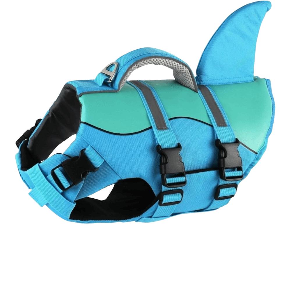 Verstellbare Haustier-Schwimmweste Wasserdicht Sicherheitsgriff Haustier-Schwimmweste Atmungsaktiv Hoher Auftrieb Hund-Surfing-Kleidung Strand-Surfen (Blue,M) blau
