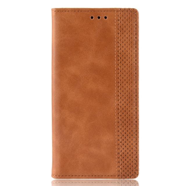 Für Motorola Moto G9 Play Hülle, magnetisches Flip-Book-Lederetui, Kartensteckplatz, Brieftaschenhalterung, Abdeckung für Moto G9 Plus G 5G Plus One Fusion Handytasche for MOTO G9 Play braun