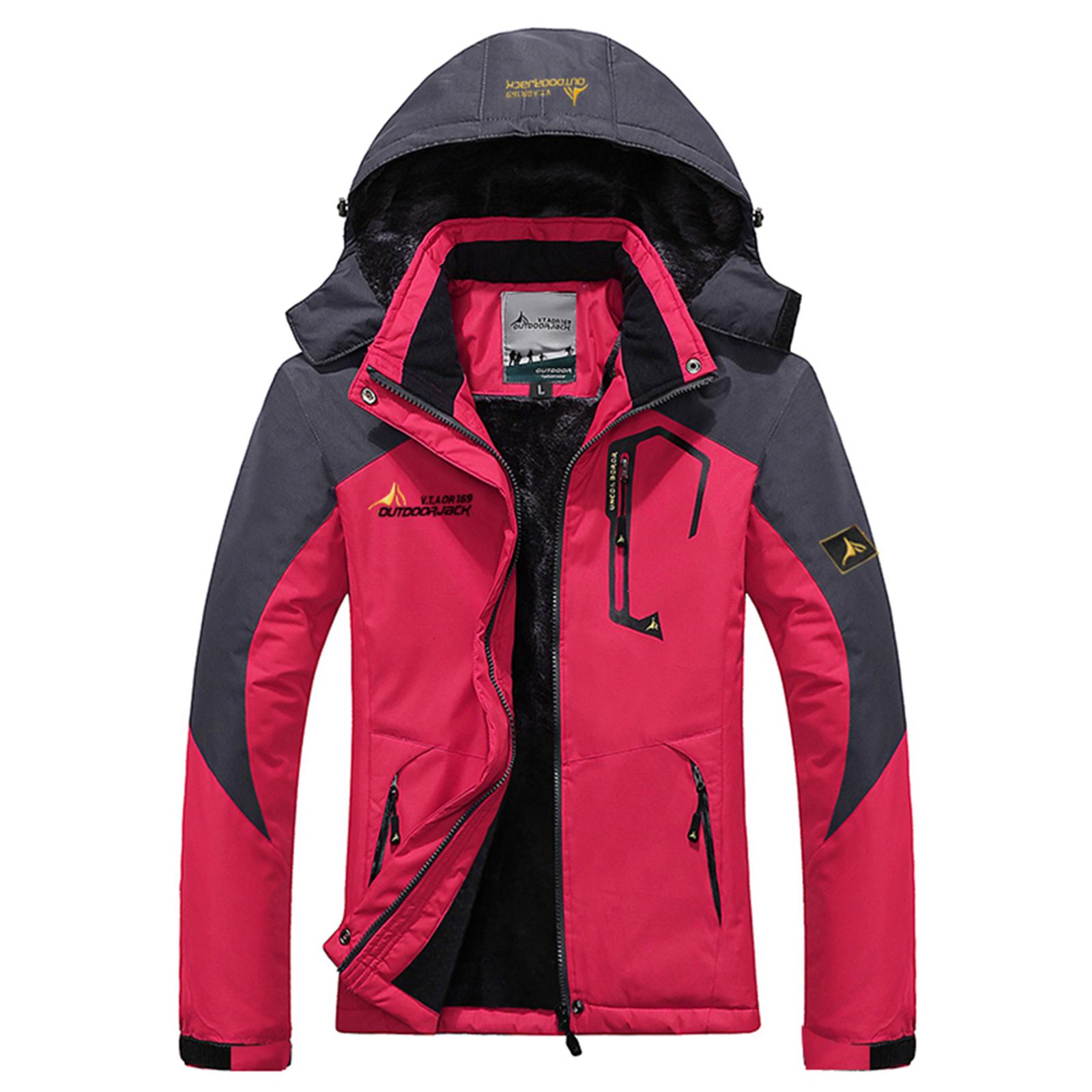 Wasserdichte Shell-Jacke für Damen, Skijacke, winddichte Jacke, warme Winterjacke für Camping L rose rot