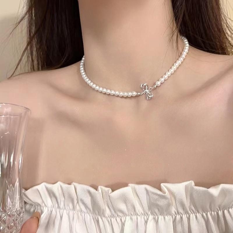 Mode Koreanischen Stil Süßwasser Perle Halskette Für Frauen Sanfte Vintage Schlüsselbein Kette Zirkon Anhänger Halskette Partei Schmuck A13