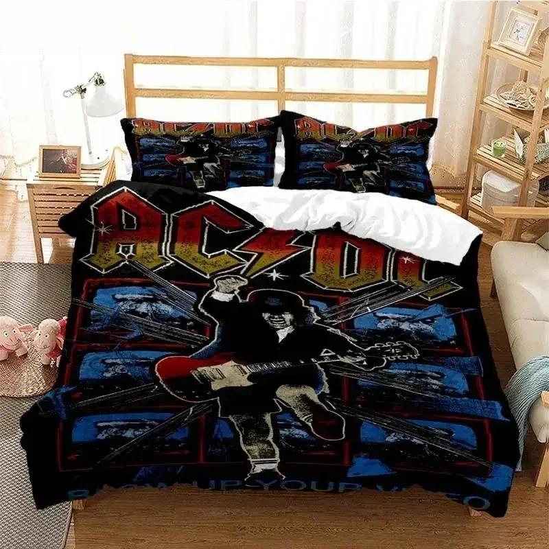 3D-Druck AC/DC Rockband Bettwäscheset Jungen Mädchen Twin Queen Size Bettbezug Kissenbezug Bett Kinder Erwachsene Mode Heimtextilien 70x133cm 3pcs