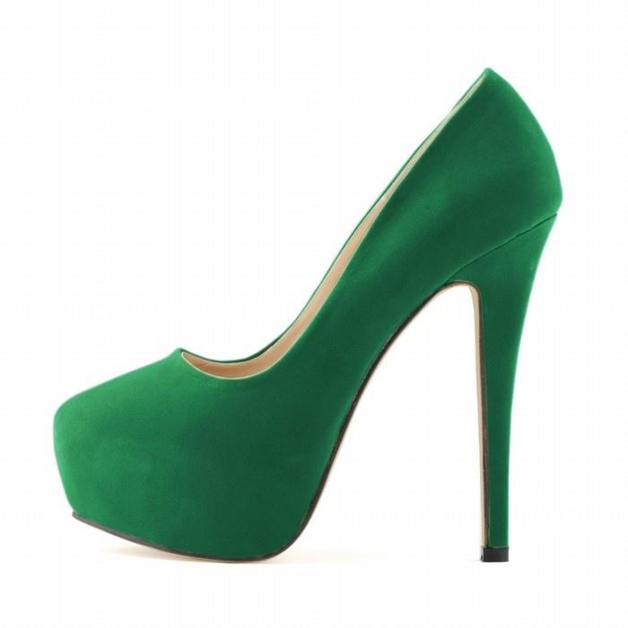 Große Größe High Heels Cross-Dresser Unisex Herren Hot Drag Queen Party Pumps Flock Verdeckte Pumps Plattform Spitzschuh Plus SM Gay Schuhe 41 grün