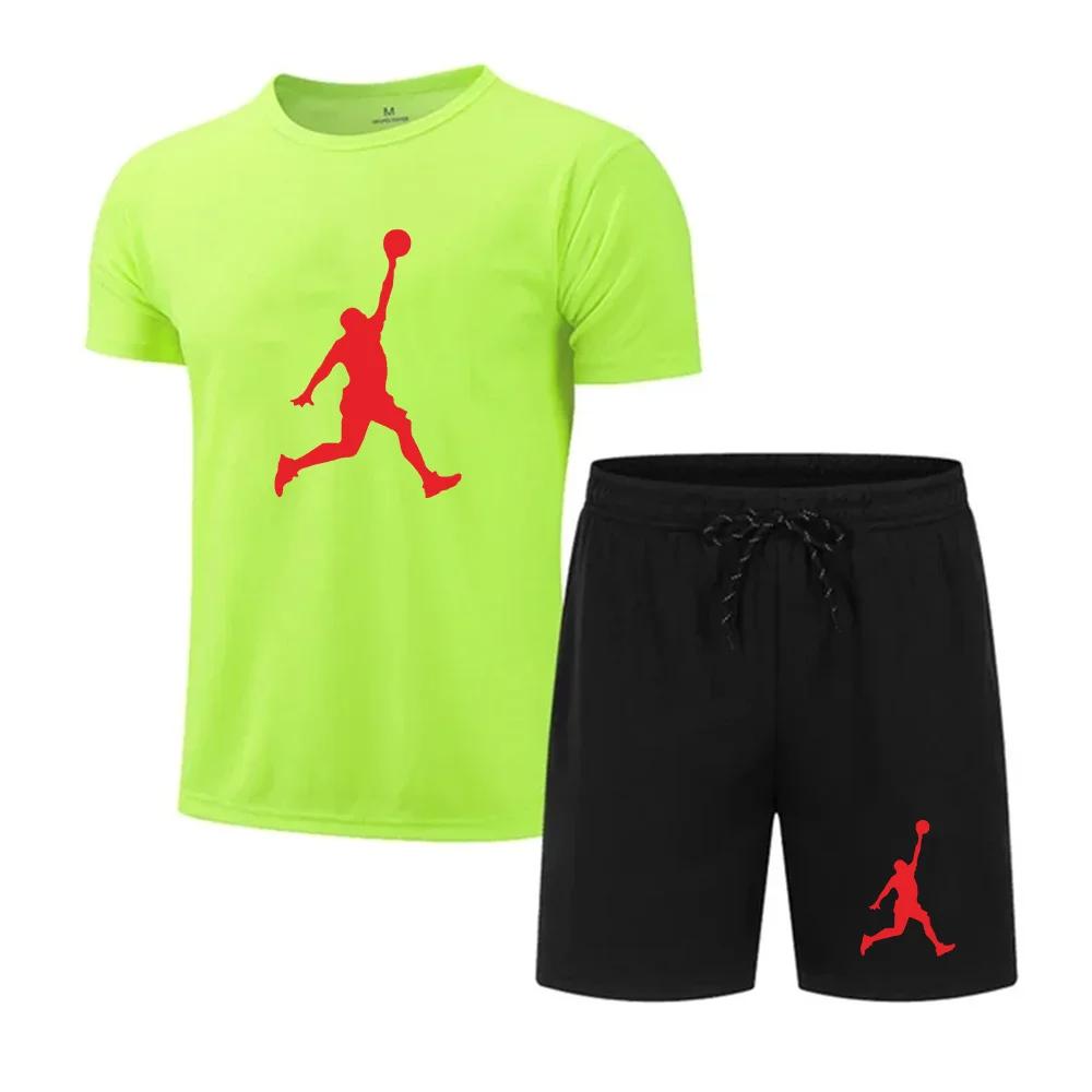 Sommermode bedrucktes Herren-Shorts-Set Schnelltrocknendes, atmungsaktives Sport-Set Kurzarm-T-Shirt-Set Herren-Jogging-Set XXXL