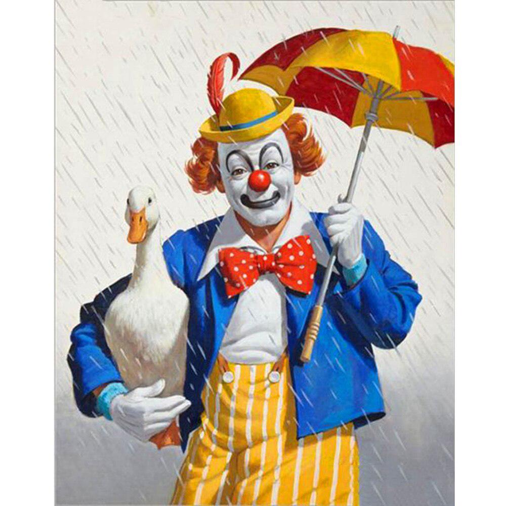 Diamantmalerei Clown und Ente 5D DIY Diamantstickerei Regenschirm Bild von Strass 20X30CM