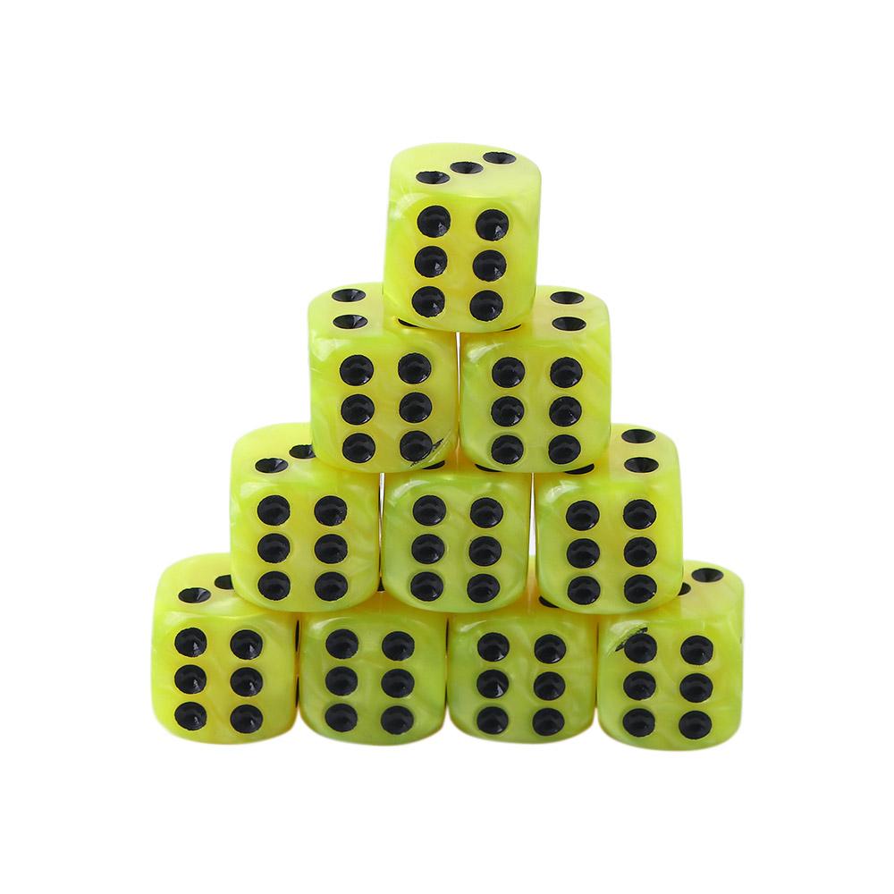 19 mm Casino-Würfel mit rasiermesserscharfen Kanten und passenden Seriennummern, klar, durchscheinend, D6 Royal Craps 10 Pcs yellow
