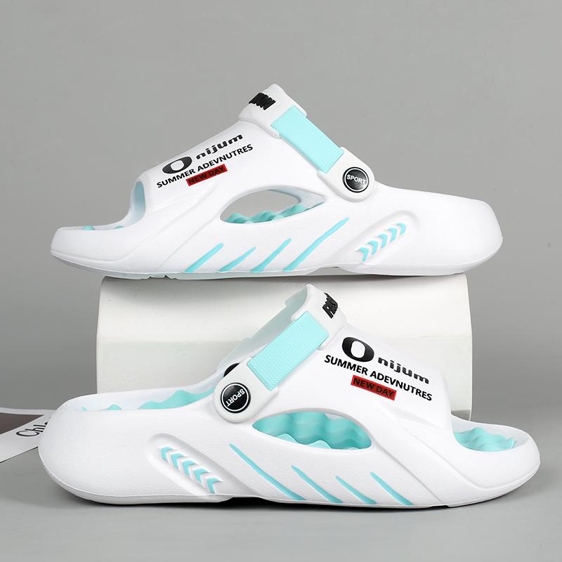 Sommer Herren Massage Hausschuhe Outdoor Sandalen Strand Bequeme Weiche Rutschen Indoor Freizeitschuhe Herren Sandalen 42-43 blau/weiß