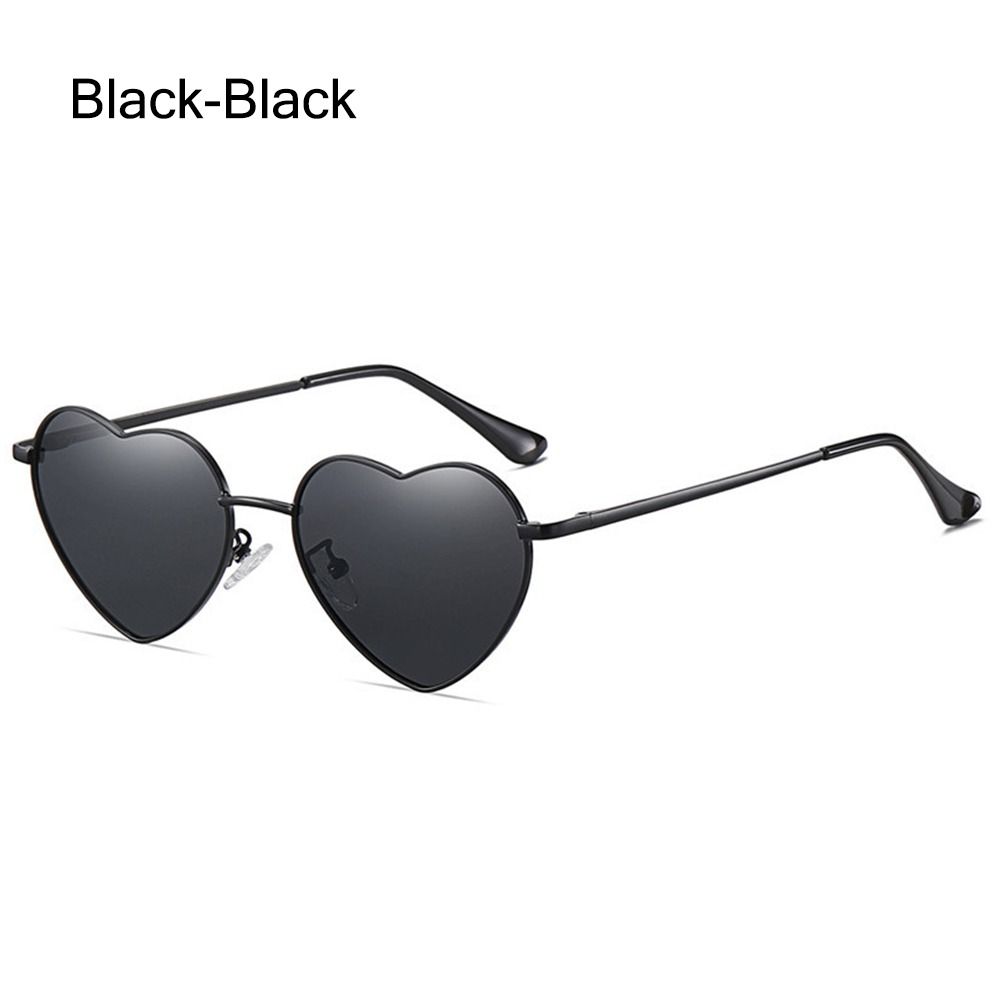 Vintage Metallrahmen Ausgefallene Accessoires Herz Sonnenbrille 90er Jahre Brille Herzförmige Sonnenbrille Shades Black-Black