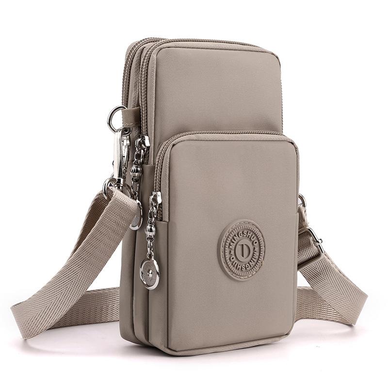 Neue Damen-Handytasche aus Nylon, Handytasche, Münzgeldbörse, Riemen, Umhängetasche, kleine Umhängetaschen für Damen, Geldbörse, Reisegeldbörse khaki