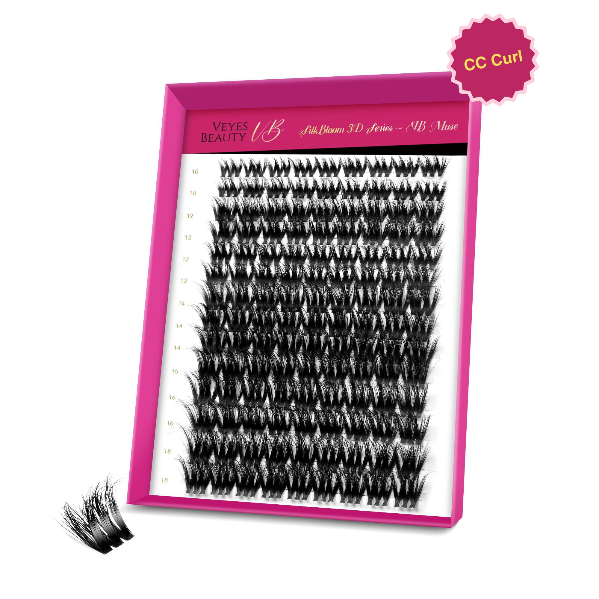 Veyesbeauty Muse Cluster Lashes, flauschige Einzelwimpernverlängerungen, 3D-geschichtetes Volumen, 126 Cluster, 10–18 mm Lash Tray schwarz