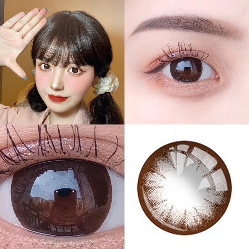2 Stück/Paar Kontaktlinsen für große schwarze Augen, kosmetische Kontaktlinsen, bequeme, schöne farbige Jahreskontaktlinsen für die Augen 0 braun