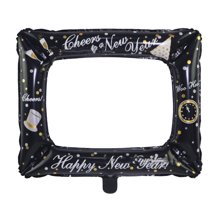 50x 59CM Photo Booth Folienballons Alles Gute zum Geburtstag Fotorahmen Globos Geburtstag Party Dekor Lieferungen Baby Dusche Kind Spielzeug Geschenk schwarz